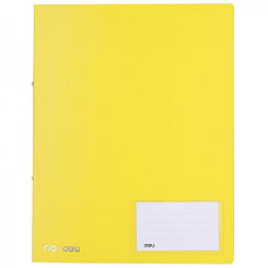Папка на 2 кольцах Deli, 30мм, 700мкм, A4, жёлтая