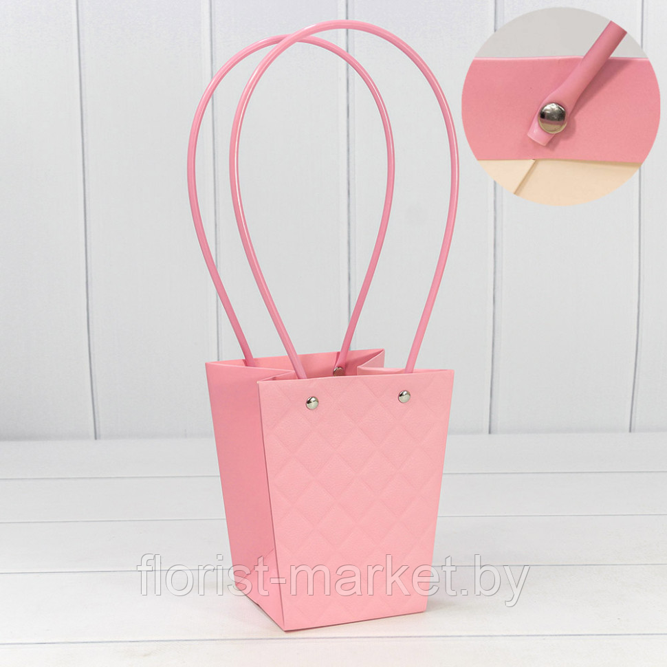 Пакет для цветов "Ромбы" 15,5*13*9,5 см, насыщенно-розовый