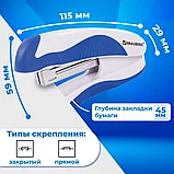 Степлер №10 BRAUBERG до 12 листов, бело-голубой, фото 4