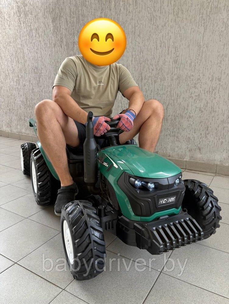 Детский электромобиль Baby Driver R444 (зеленый) Трактор John Deere с электрическим прицепом, лопатой,