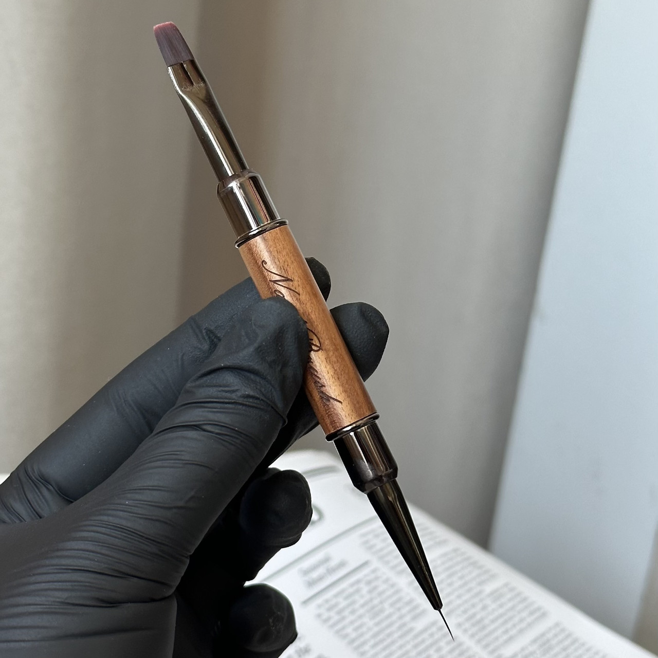 Кисть 2 в 1 с колпачком  (для геля+прорисовки) #1