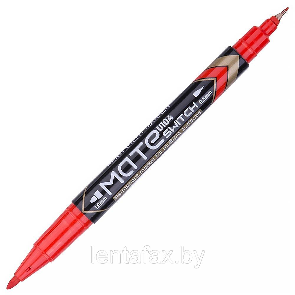 Маркер перманентный двусторонний Deli Matte, 0,5мм/1мм, красный. Цена указана без учета НДС 20%