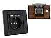 Розетка 1-ая (скрытая, с/з) + 2 USB черная, RITA, MUTLUSAN, фото 2