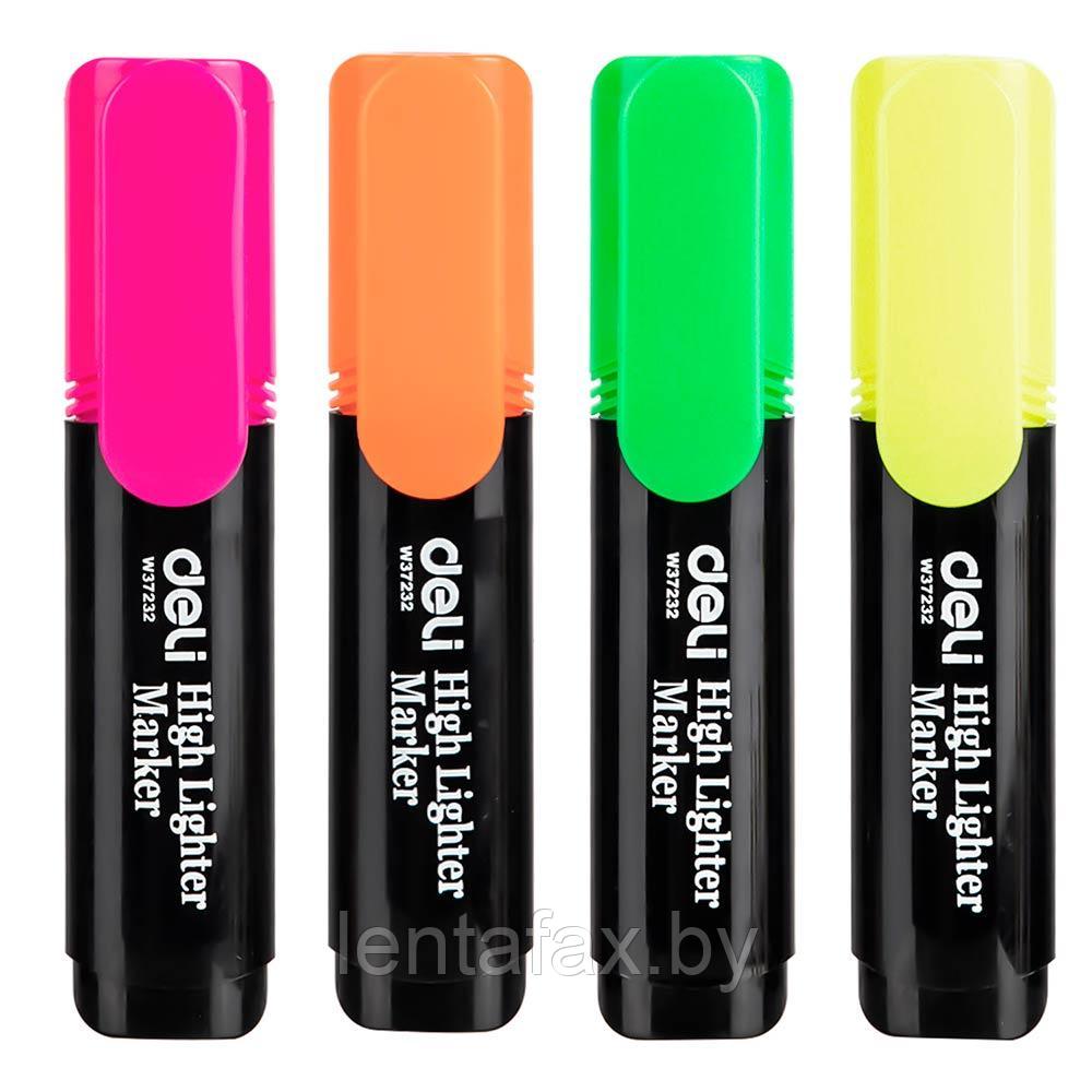 Набор текстовыделителей Deli E37232, 1-5мм, 4цв. Цена указана без учета НДС 20%