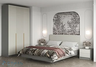 Спальня Спальный гарнитур Селена (Комплект 1) - Шиншилла серая / Кварц Грей Софт (МК Стиль)