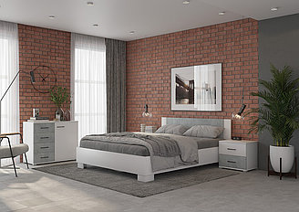 Спальня Nova - Белый/ Бетон - Комплект 1 (Горизонт)