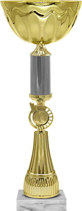 Кубок "Барби" , серебристый стем, на мраморной подставке , высота 25 см, чаша 8 см ,  арт. 4701-250-200