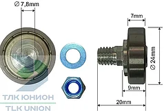 Ролик сдвижной крыши Edsha, 24х7 мм, Bozamet 68.E.001