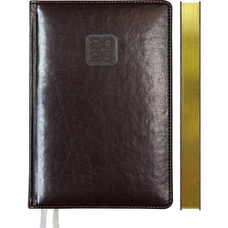 Ежедневник датир. 2026 бордовый "deVENTE. Bravo" A5 (145 ммx205 мм) 336 стр, с золотым срезом, кожзам, 2
