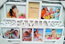 Мультирамка для 7фотографий «Family», белая, фоторамка-коллаж, фотопанно