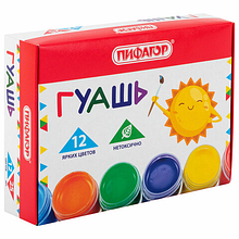 Гуашь ПИФАГОР, 12 цветов по 25 мл, 192646