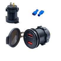 Автомобильное зарядное устройство (врезное) - MRM CR1040, 2xUSB, QC3.0, 6A (3A+3A), вольтметр