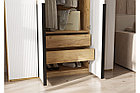 Шкаф распашной Марвэл 4-х дверный высота 240 с доп ящиками дуб крафт золотой - браш вайт, фото 3