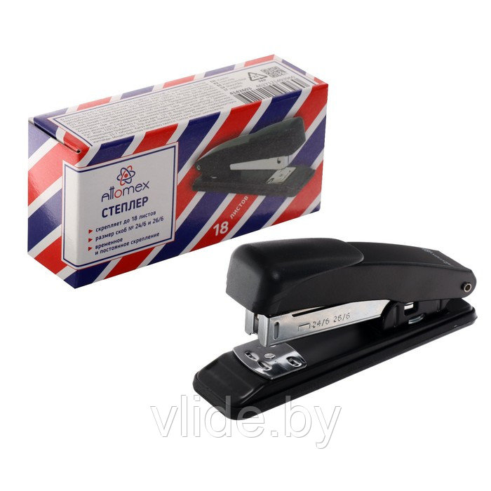 Степлер № 24/6 и 26/6 на 18 листов, deVENTE металлический, чёрный