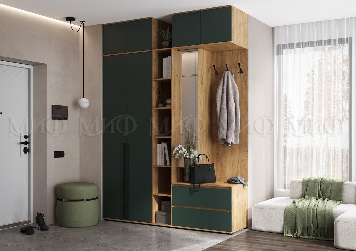 Прихожая Норд 3 Изумруд-дуб крафт
