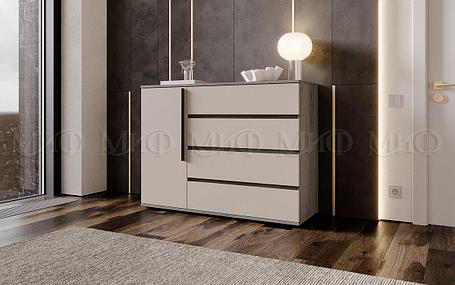 Комод Норд 1 дв. 4 ящика кашемир-крафт белый, фото 2