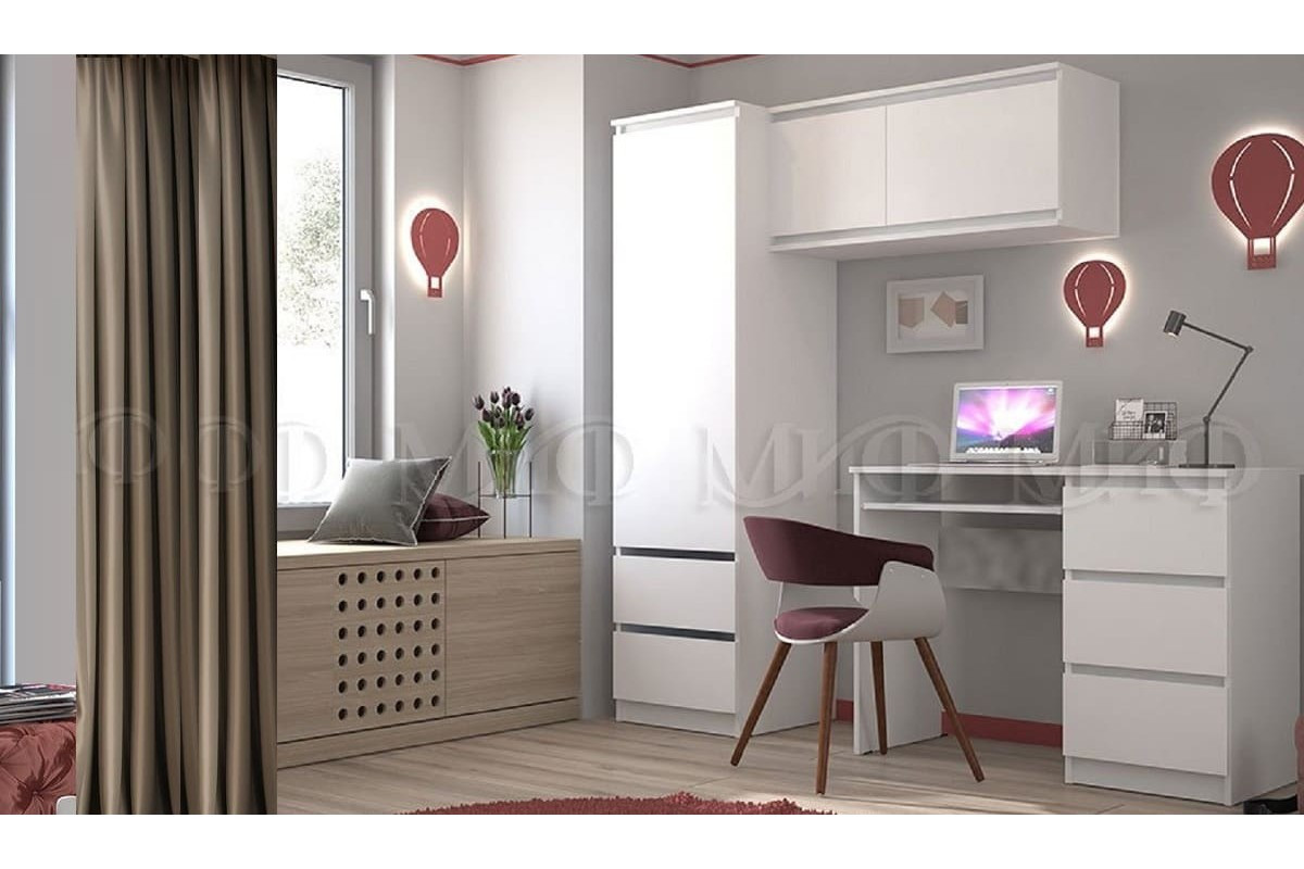 Мебель в детскую Челси набор 5 белый/белый глянец