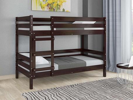Двухъярусная кровать Джуниор массив сосны орех темный, фото 2