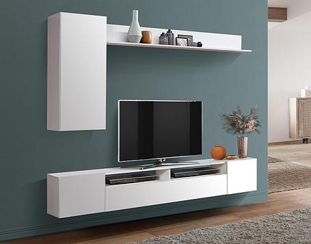 Стенка Прага 2 белый / белый глянец снег фасад ПВХ, фото 2