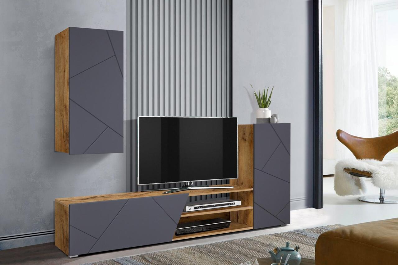 Стенка Прага 6 таксония / ПВХ софт графит