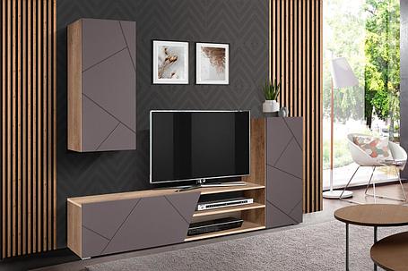 Стенка Прага 6 дуб каньон / ПВХ софт грей, фото 2