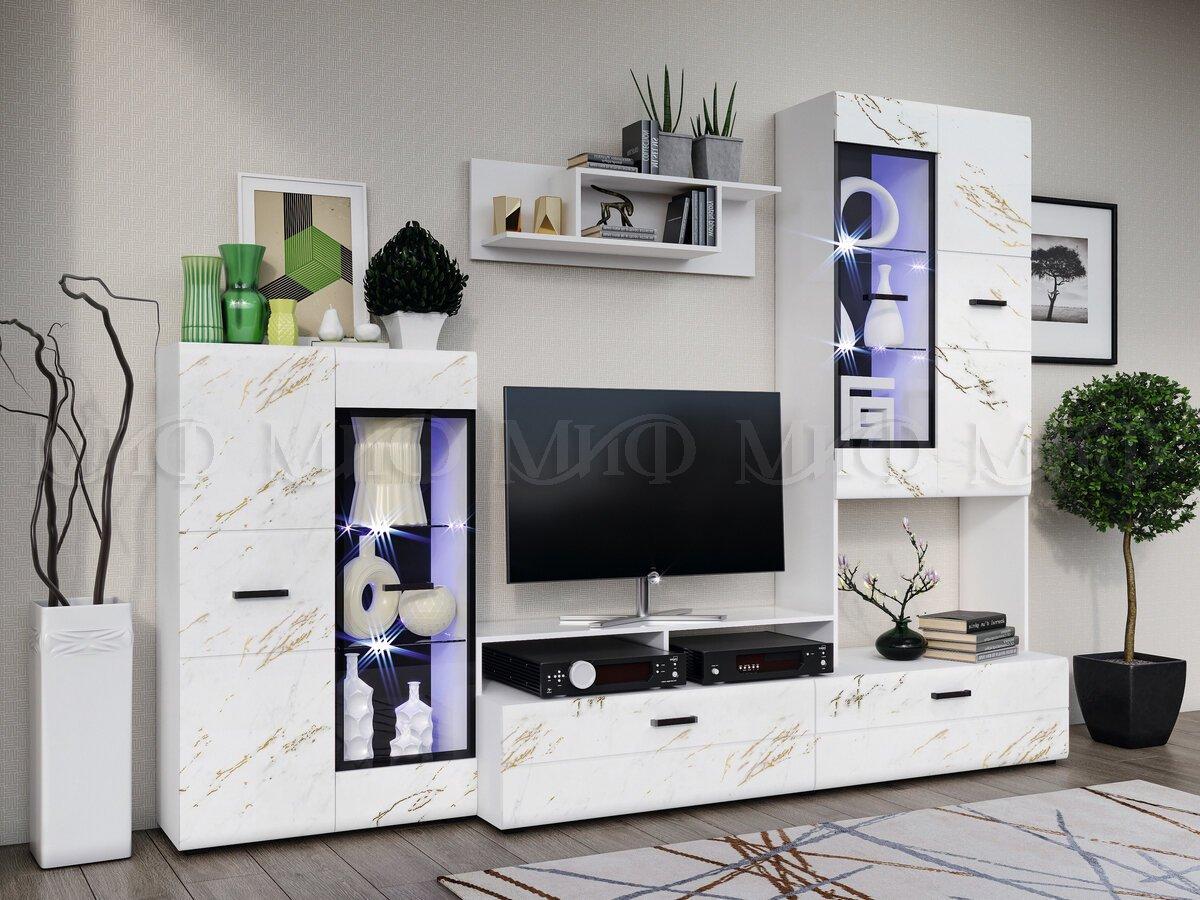 Модульная гостиная Нэнси New МДФ комплект 3 мрамор золото