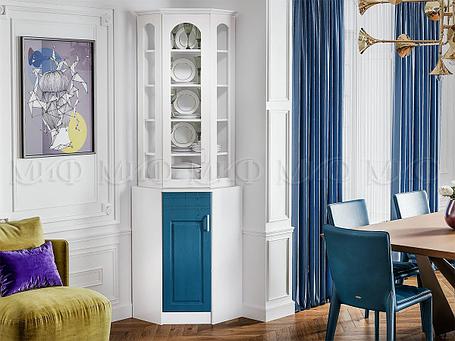 Буфет Констанция угловой белый матовый-джинс, фото 2