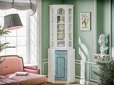 Буфет Констанция угловой белый матовый-голубой, фото 2