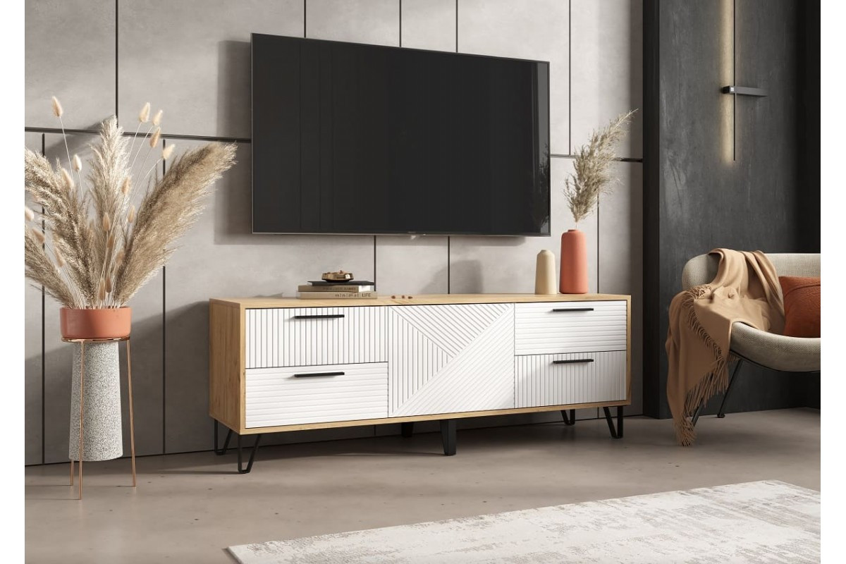 Тумба под ТВ Флэш МДФ белая