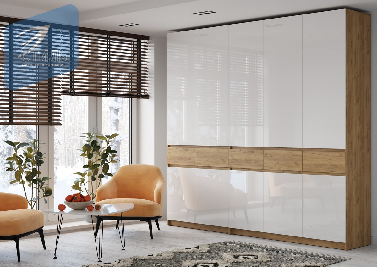 Шкаф Бостон пятидверный (ШК001+ШК002) МДФ