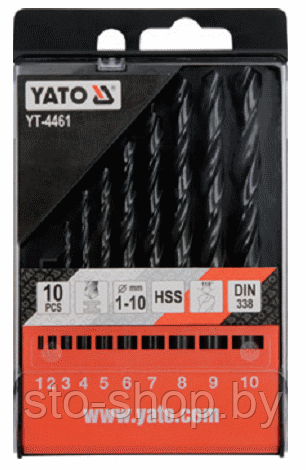 Набор сверл по металлу 1,0-10,0 мм HSS (10пр) Yato YT-4461
