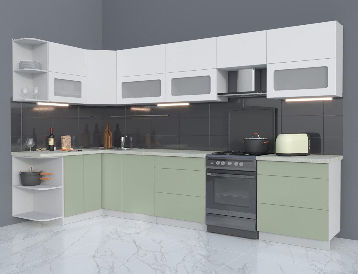 Угловая кухня Мила Матте 1,5х3,4Б