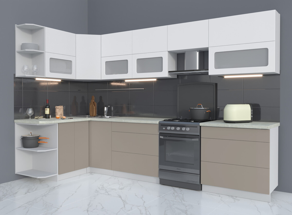 Угловая кухня Мила Матте 1,5х3,2Б