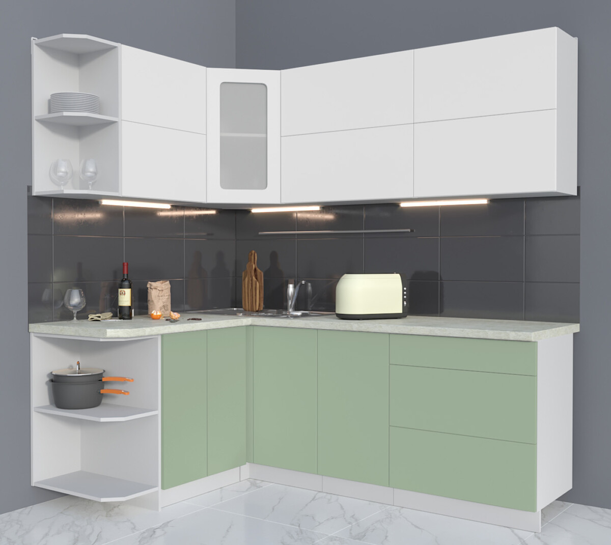 Угловая кухня Мила Матте 1,5х2,1А