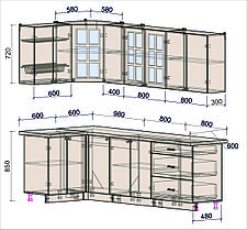 Угловая кухня Мила Деко 1,2х2,6 м, фото 2