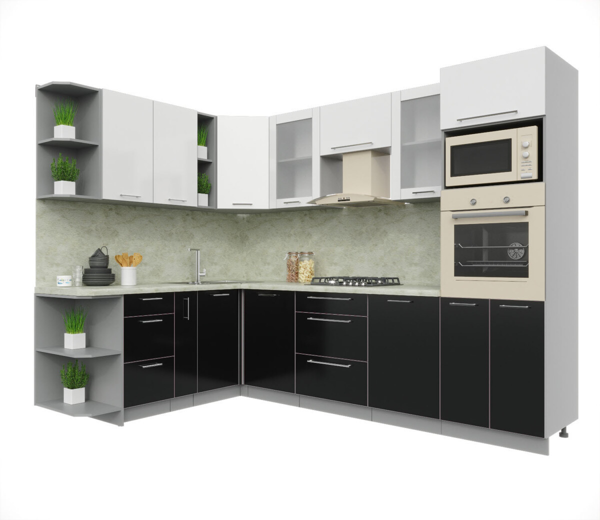 Угловая кухня Мила Пластик 1,88х2,8 м