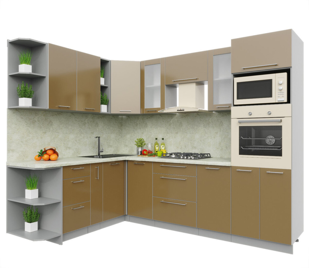 Угловая кухня Мила Пластик 1,88х2,6 м