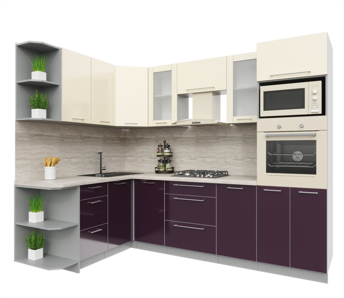 Угловая кухня Мила Пластик 1,68х2,6 м