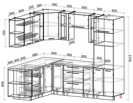 Угловая кухня Мила Пластик 1,88х2,4 м, фото 2