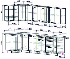 Угловая кухня Мила Пластик 1,2х3,0 м, фото 2