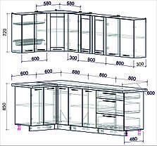 Угловая кухня Мила Пластик 1,2х2,5 м, фото 2