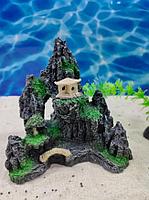 Декорация для аквариума акриловая ZooAqua Камень с домиком 14х7 см