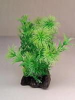 Искусственное растение для аквариума ZooAqua Ф411, 13х13х8 см, пластик, керамика, зеленое