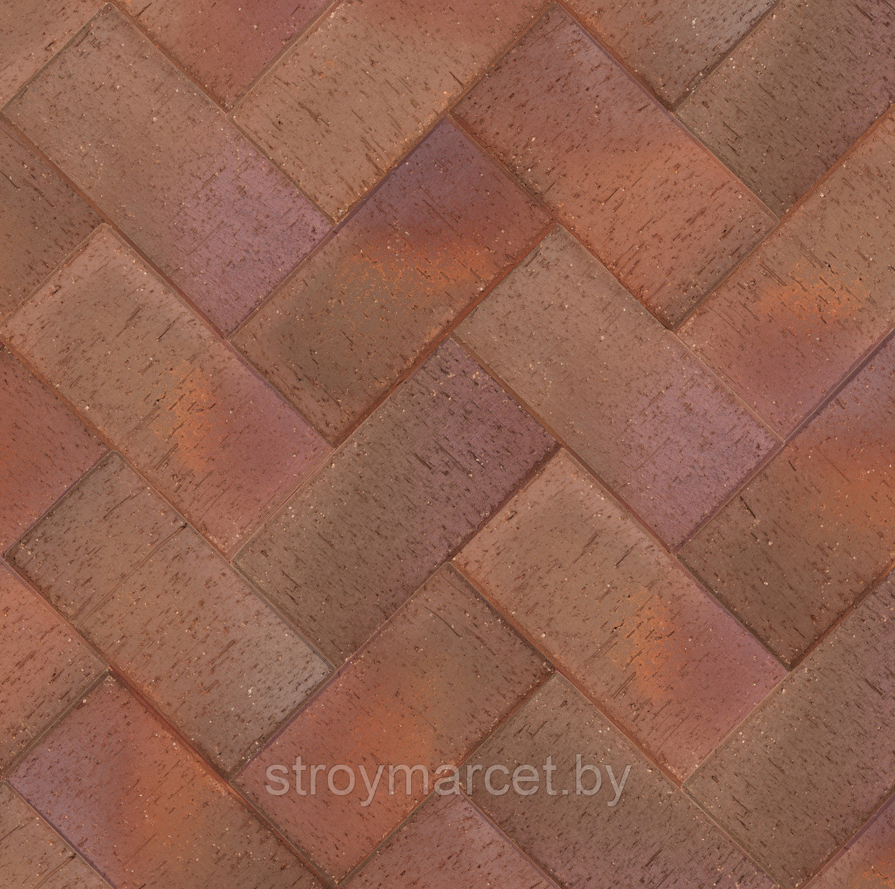 Клинкер тротуарный тёмно-красный флэш "Милан" бордо классик 200*100*50 мм