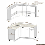 Кухня Корнелия Экстра угловая 1,5х1,5м белый/береза КОРТЕКС, фото 3