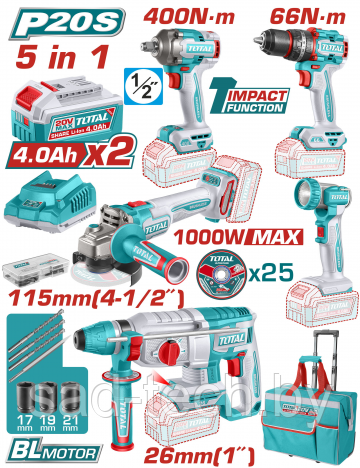Набор аккумуляторного инструмента TOTAL TCKLI20592