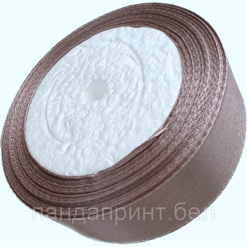 Лента атласная 2,5 см графитовая 23 м на пене