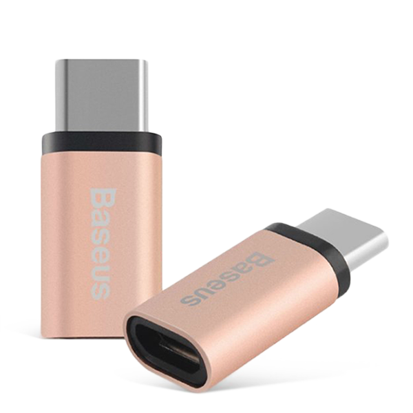 Переходник Baseus Sharp micro USB - Type-C Розовое золото