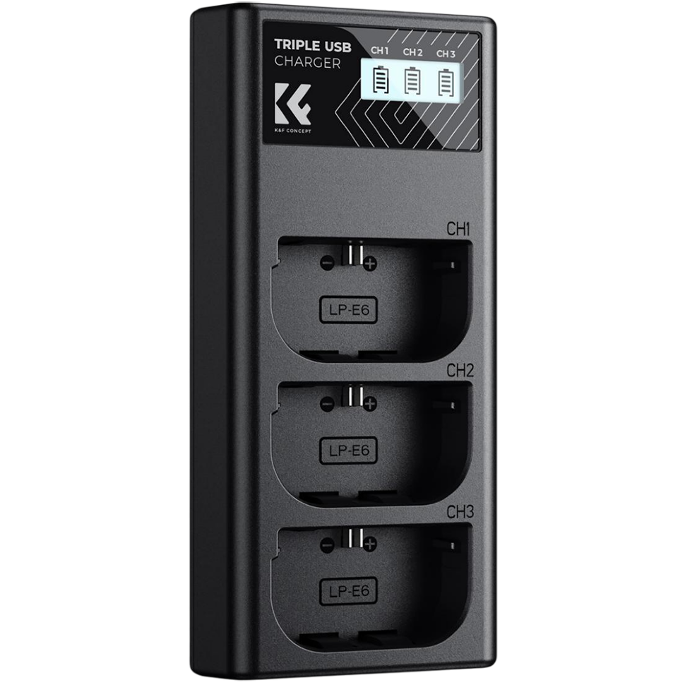 Зарядное устройство K&F Concept Triple Slot для LP-E6NH