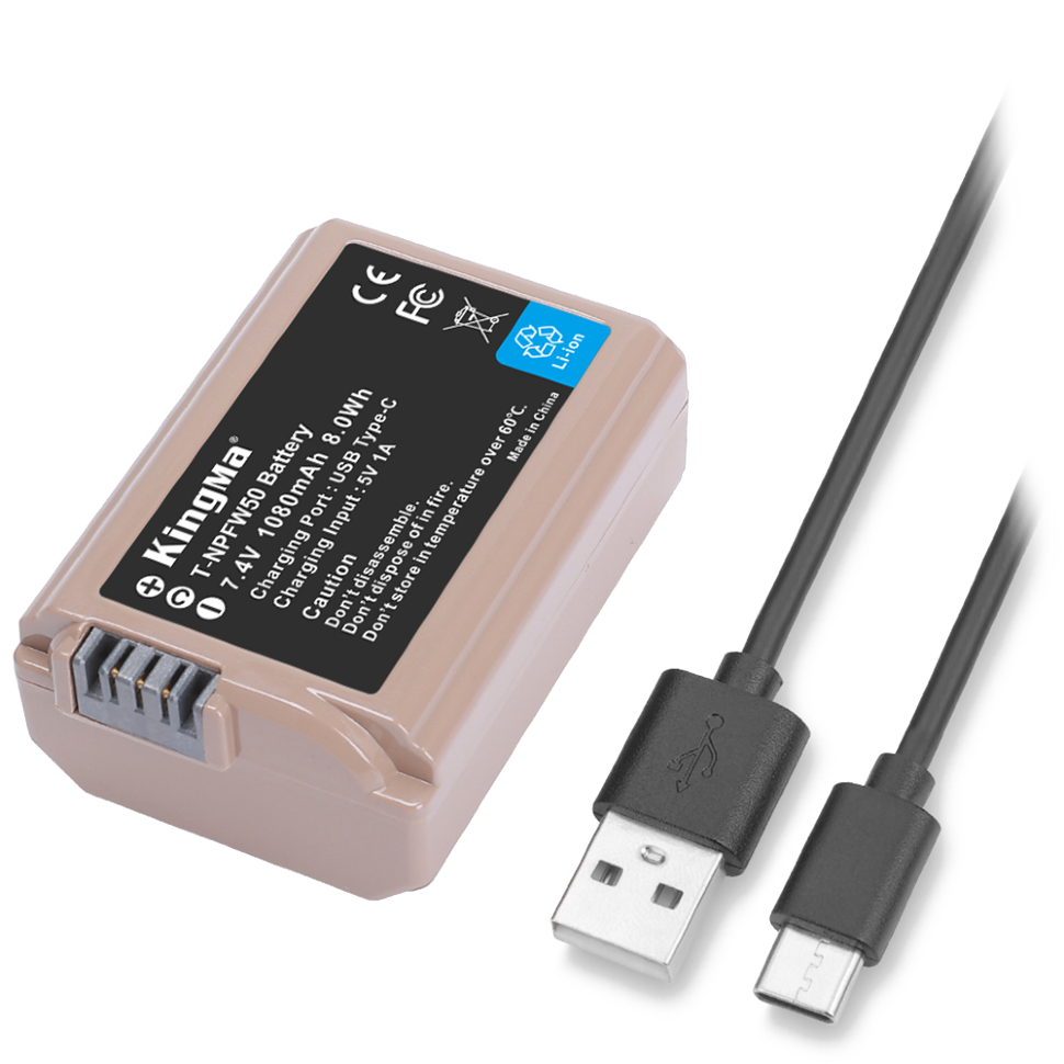Аккумулятор KingMa NP-FW50 1080mAh Type-C